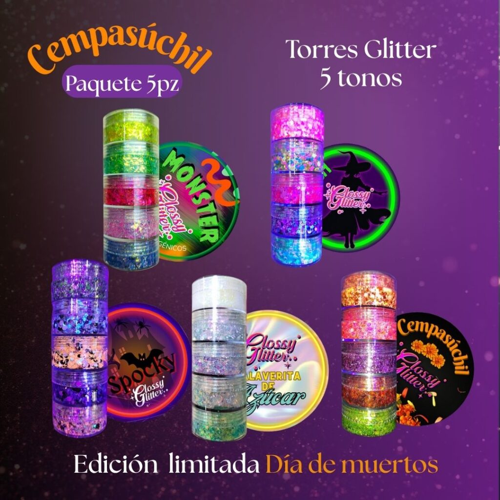 Colección Cempasúchill Edición especial - 5 torres de Glitter Gel
