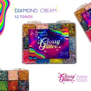 Paleta Glitter en Gel 12 Tonos | Glossy Glitter | Maquillaje Artístico Profesional