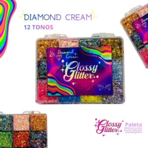 Paleta Glitter en Gel 12 Tonos | Glossy Glitter | Maquillaje Artístico Profesional