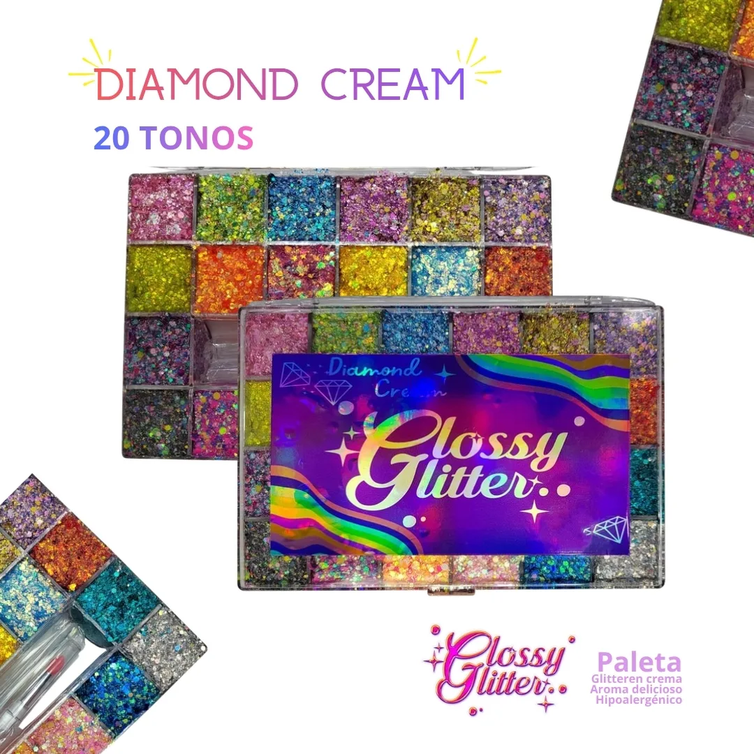 Paleta Glitter en crema | Diamond Cream 20 Tonos
