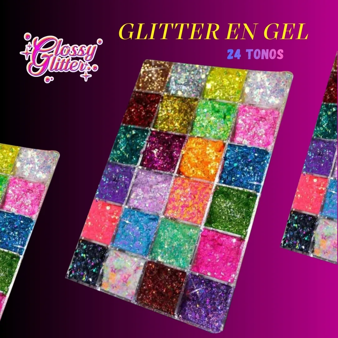 Paleta Glitter en Gel 24 Tonos | Glossy Glitter | Maquillaje Artístico Profesional - Image 2