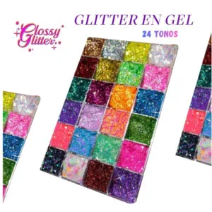 Paleta Glitter en Gel 24 Tonos | Glossy Glitter | Maquillaje Artístico Profesional
