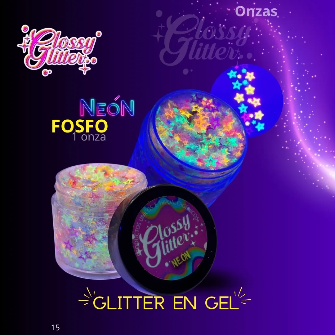 Glitter en Gel Fosfo 1 oz  | Colores Neón - Image 4